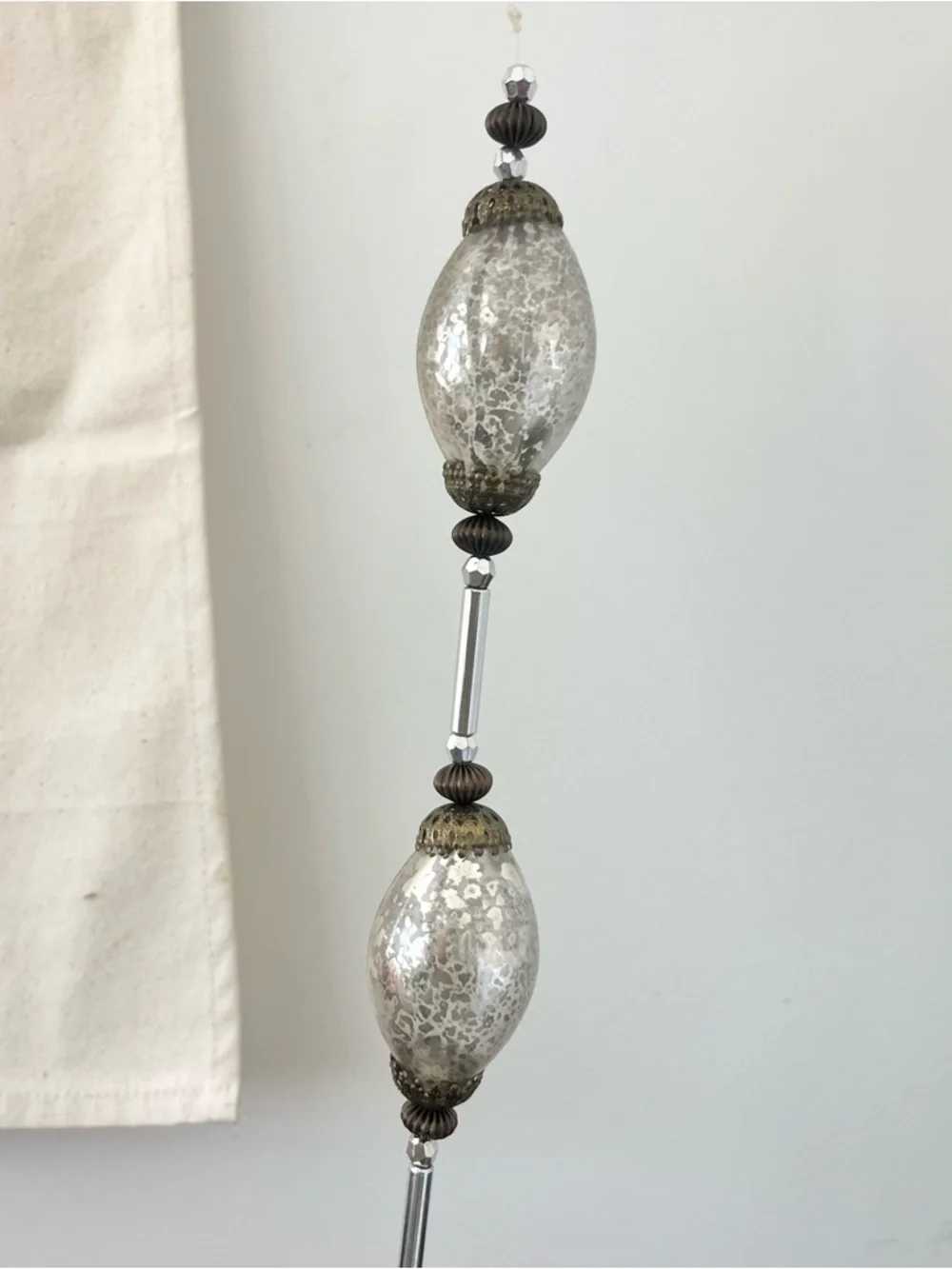 Pottery Barn Holiday Mercury Glass Garland Silver and Gold w Box Great Condition